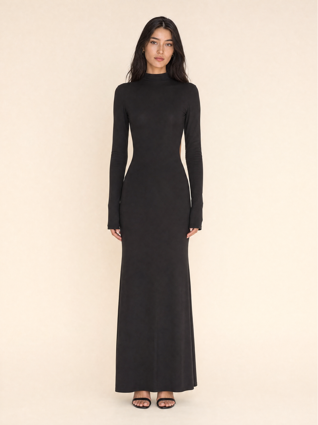 Long-Sleeve Backless Mermaid Maxi Dress