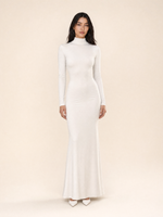 Load image into Gallery viewer, Turtleneck Long-Sleeve Backless Maxi Dress
