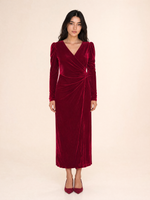 Load image into Gallery viewer, Autumn Winter V-Neck Half-Sleeve Velvet Maxi Dress
