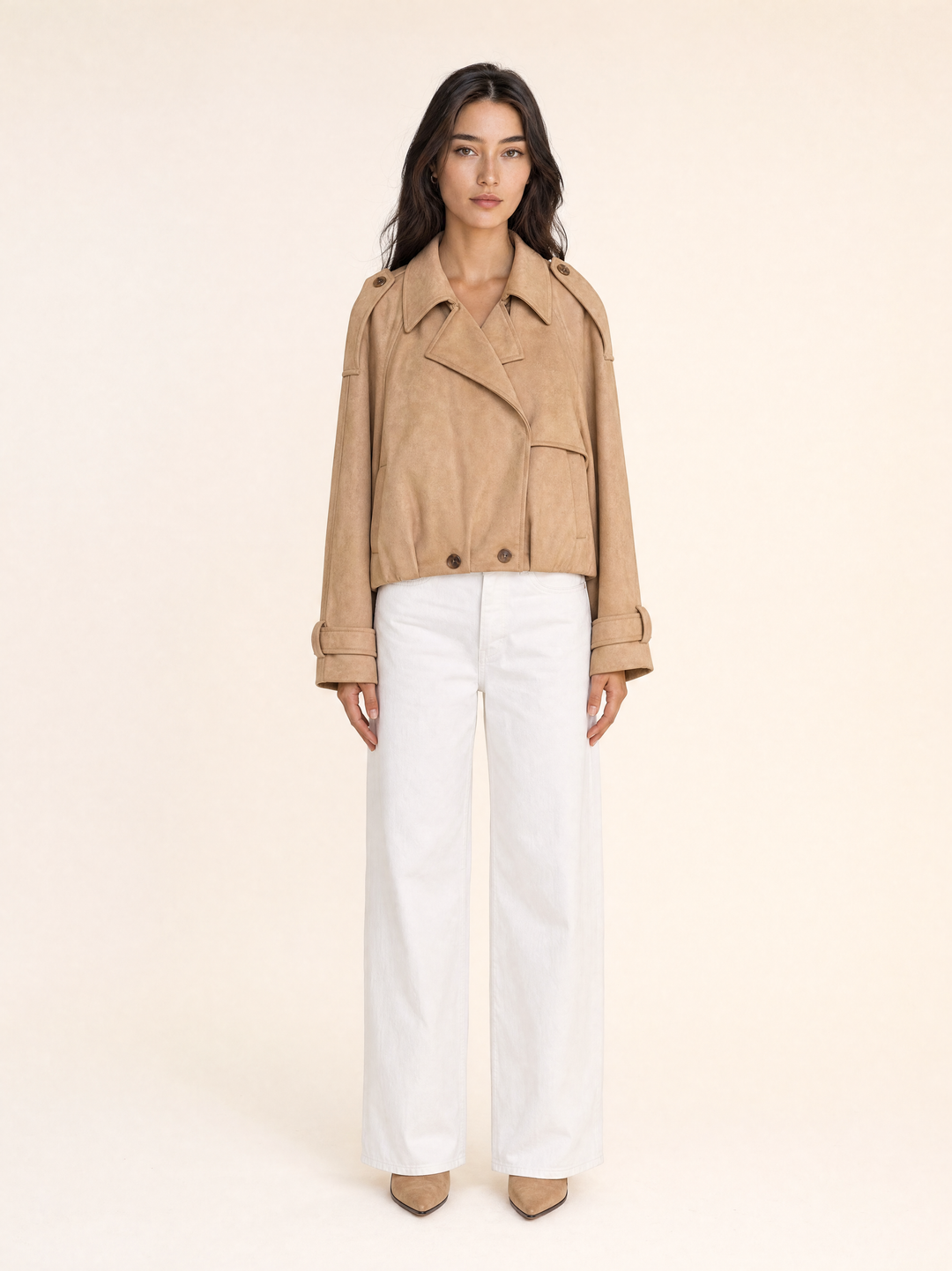 Autumn Retro Suede Lapel Jacket with Button Closure