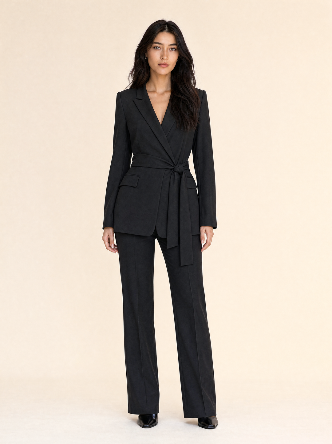 Spring Autumn Blazer and Straight-Leg Pants Set