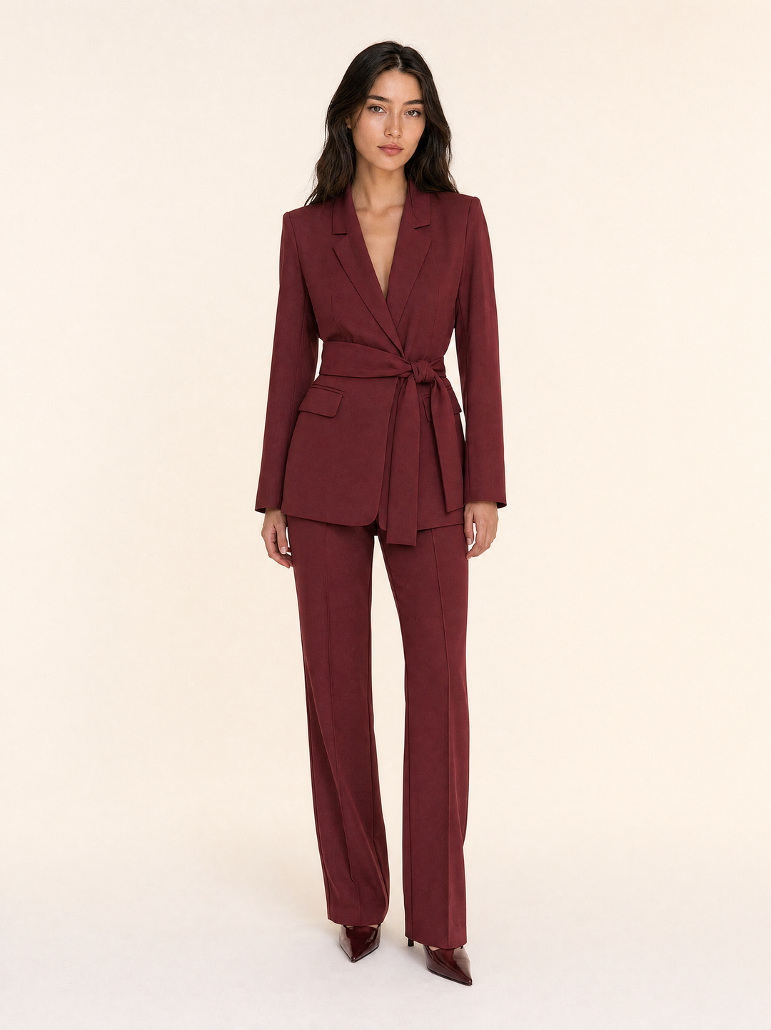 Spring Autumn Blazer and Straight-Leg Pants Set