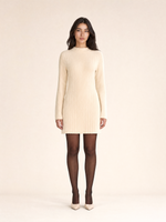 Load image into Gallery viewer, Mock Neck Long-Sleeve Knit A-Line Mini Dress
