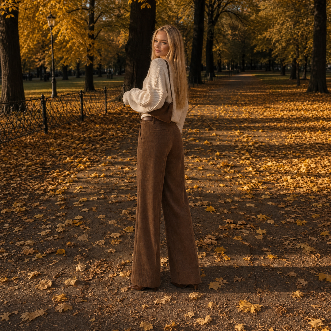 High-Waist Wide-Leg Tailored Trousers