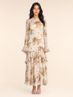 Load image into Gallery viewer, Floral Print Flared-Sleeve Ruffle Hem Maxi Dress
