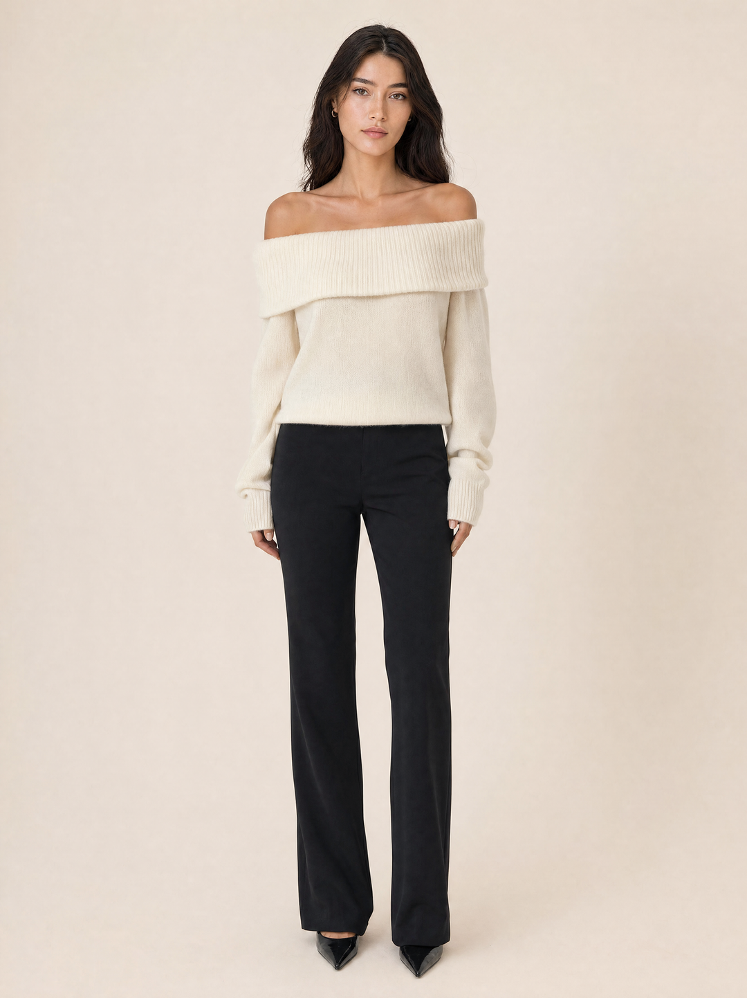 Autumn Off-Shoulder Slim-Fit Knit Sweater