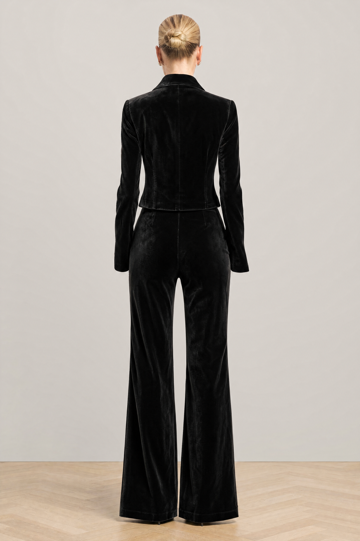 Valentina Velvet Suit in Black - studio view 5