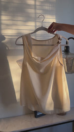 Load and play video in Gallery viewer, Relaxed Draped Cowl Neck Blouse
